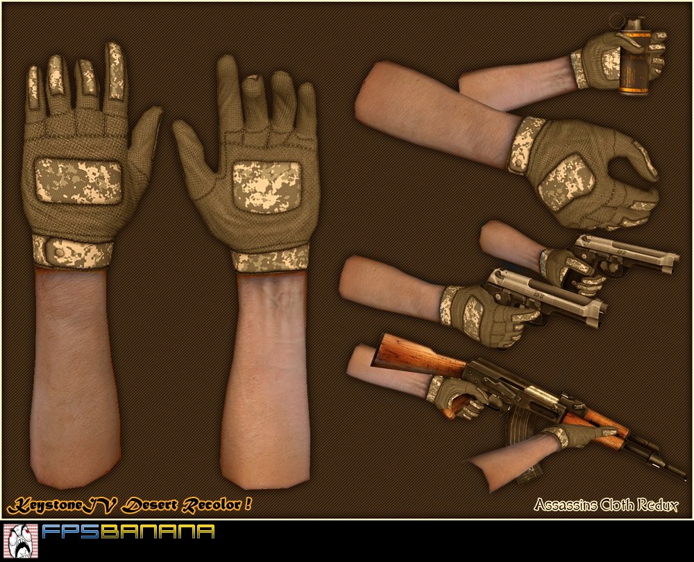 Скачать Assassins Cloth Redux (Desert) Руки и Перчатки для Counter Strike Source   